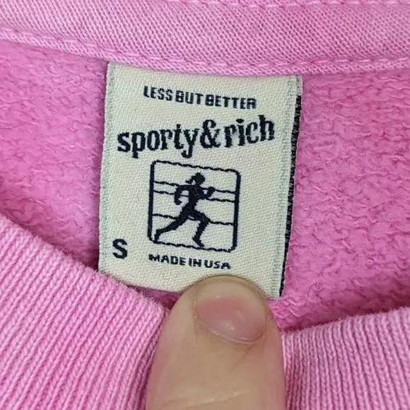 Sporty & Rich Pink & White Tie Dye Long Sleeve Sweatshirt - Picture 6 of 7